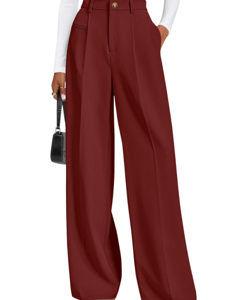 Paige Women's High Waisted Trousers – Wide Leg Office Smart Casual Work Pants