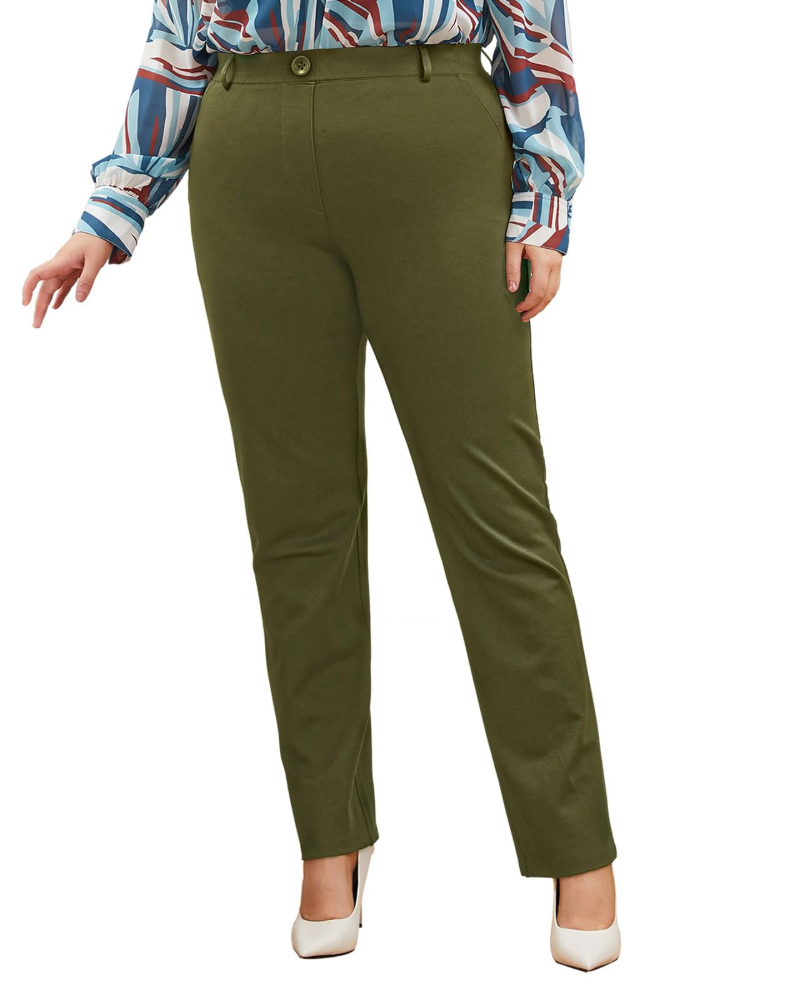 Megan Women's Dress Yoga Trousers – Straight Leg Stretch Office Work Pants