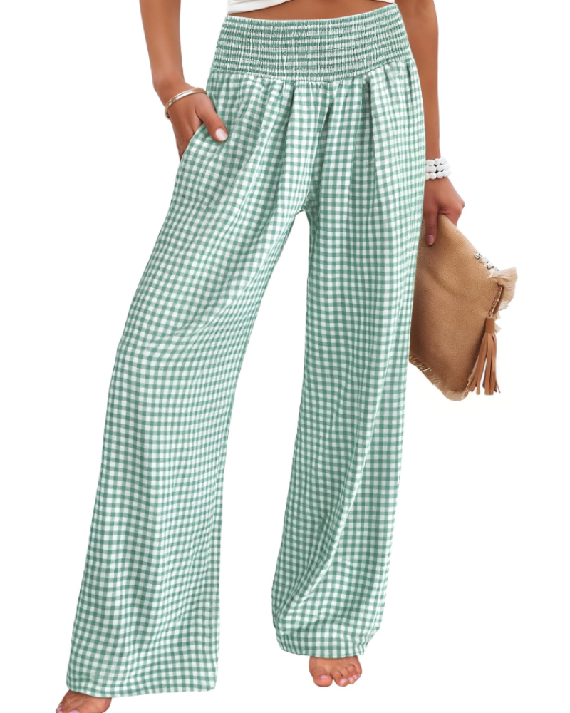 Nicole Women's Palazzo Trousers – Wide Leg Elastic Waist Casual Summer Pants