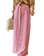 Sydney Women's High Waist Trousers – Drawstring Wide Leg Casual Summer Pants