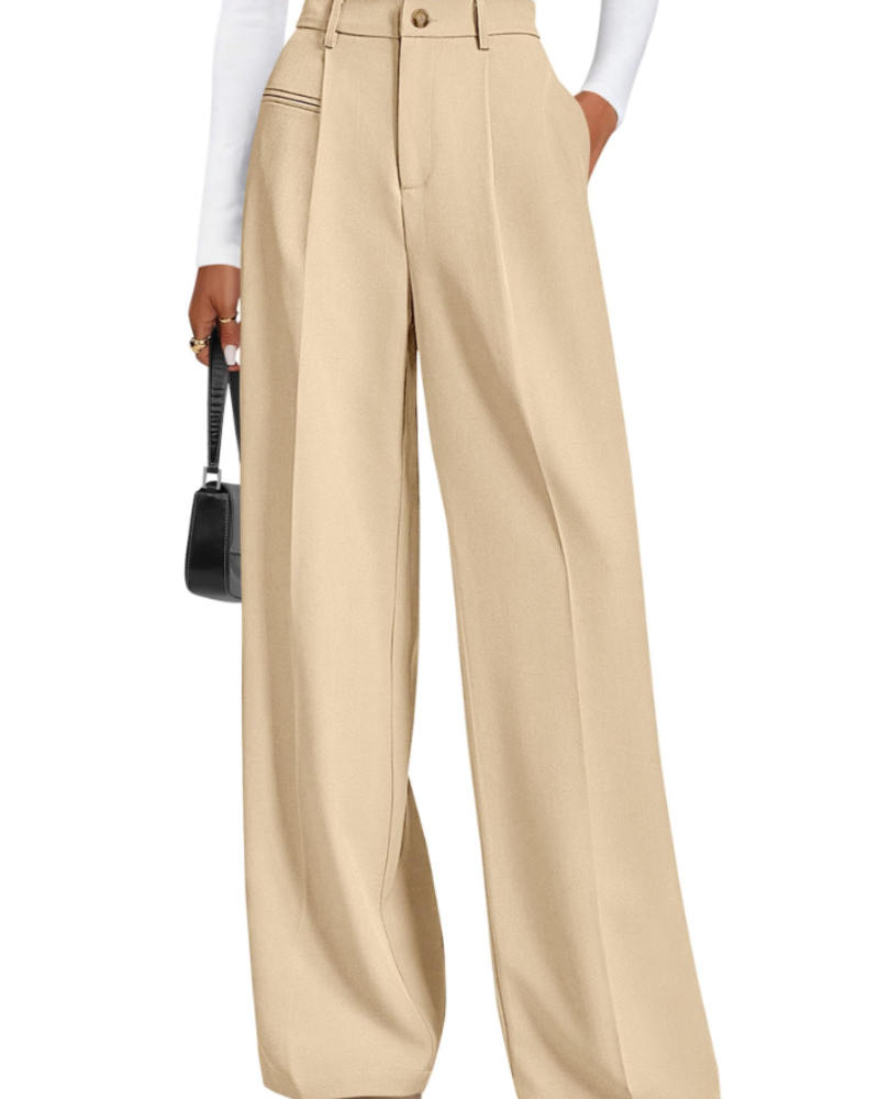 Paige Women's High Waisted Trousers – Wide Leg Office Smart Casual Work Pants