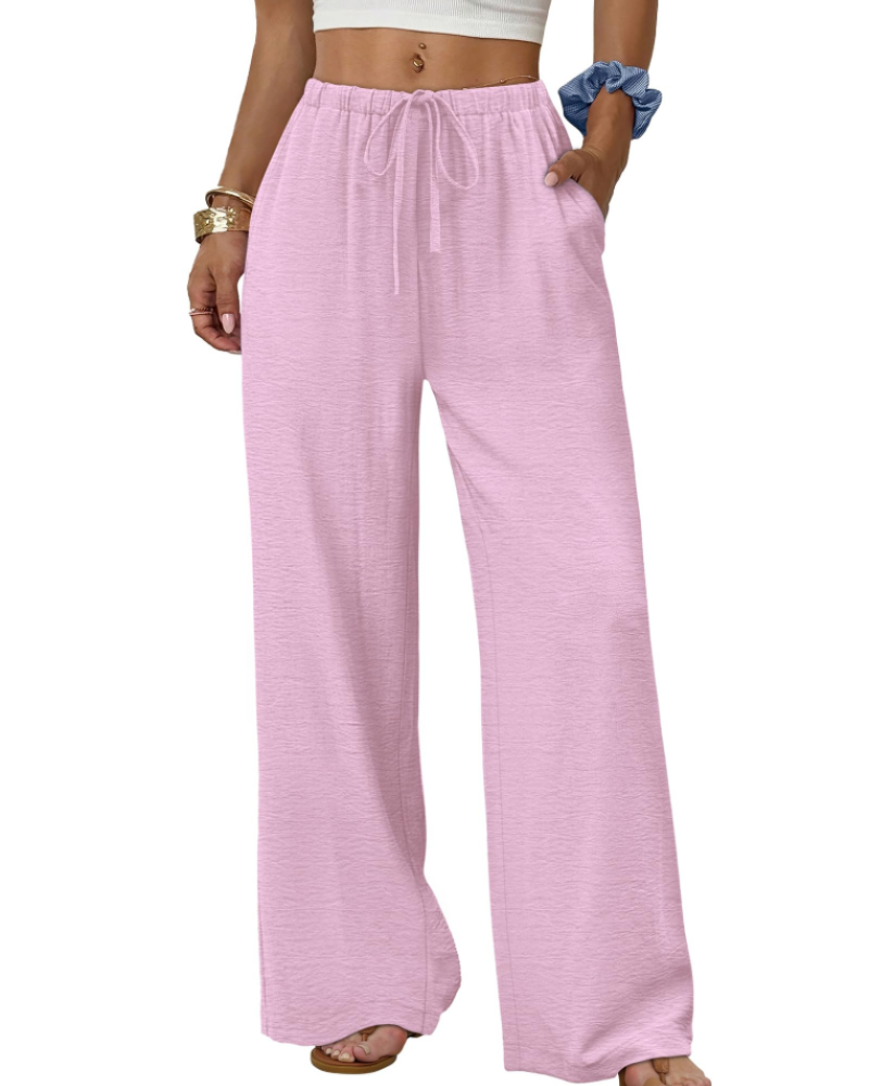 Madison Women's Wide Leg Trousers – Drawstring Elastic Waist Casual Palazzo Pants
