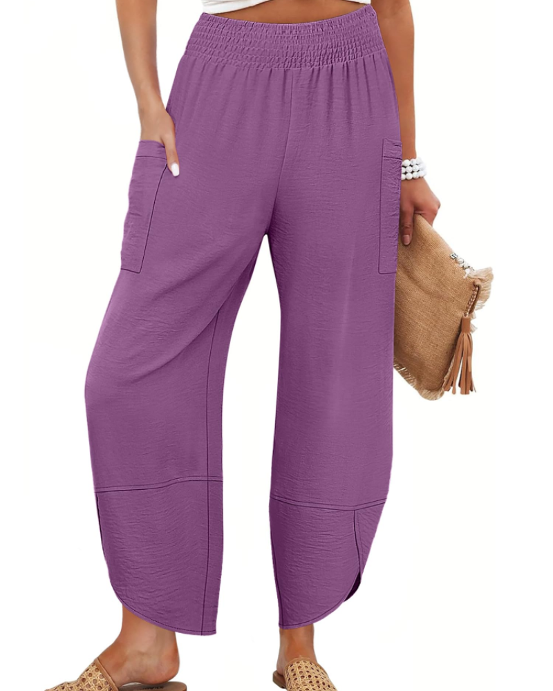 Autumn Women's Palazzo Trousers – Wide Leg Elastic Waist Casual Summer Pants