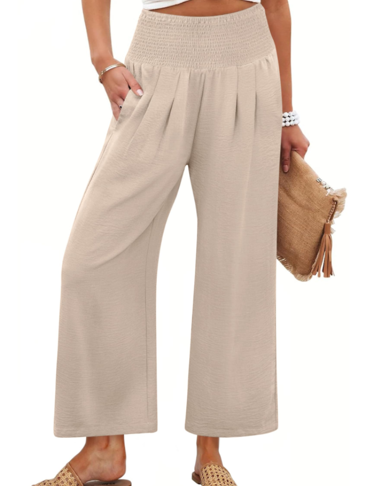 Sienna Women's Palazzo Trousers – Wide Leg High Waist Ankle Length Casual Pants