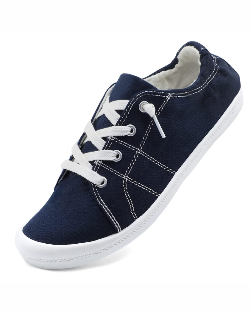 Phoebe Women's Canvas Slip-On Trainers – Casual Walking Shoes with TPR Sole