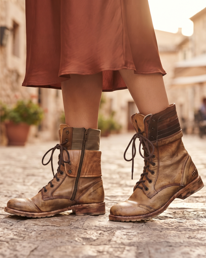 Vivienne Women's Leather Ankle Boots – Lace Up Smart Casual Classic Boots