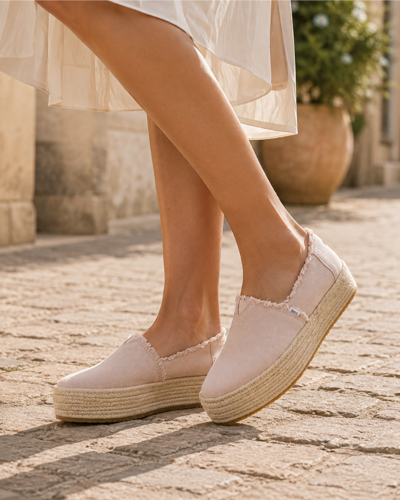 Hazel Women's Espadrille Shoes – Slip-On Platform Canvas Shoes with Rope Sole