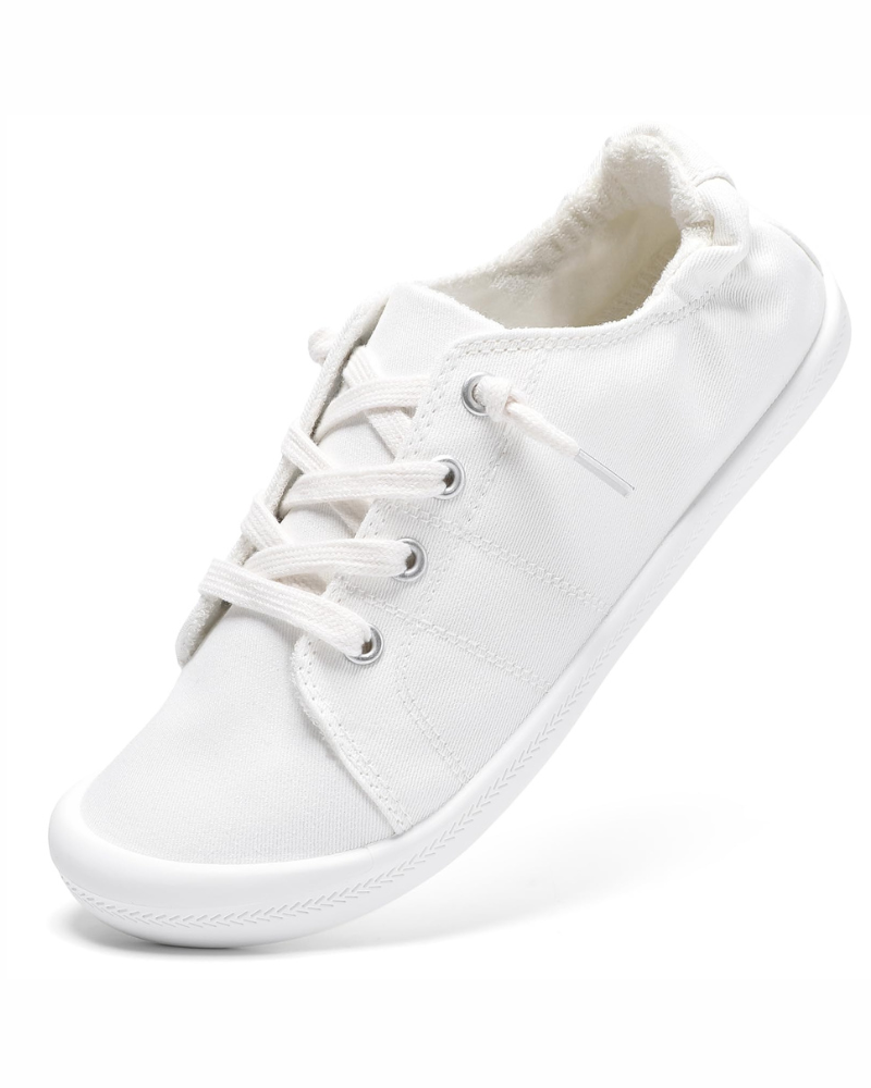 Phoebe Women's Canvas Slip-On Trainers – Casual Walking Shoes with TPR Sole