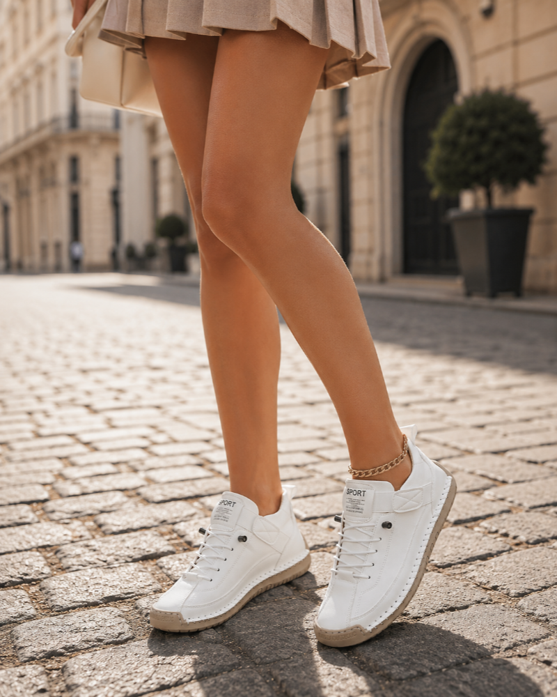 Delilah Women's Leather Trainers – Lightweight Slip-On Comfort Walking Shoes