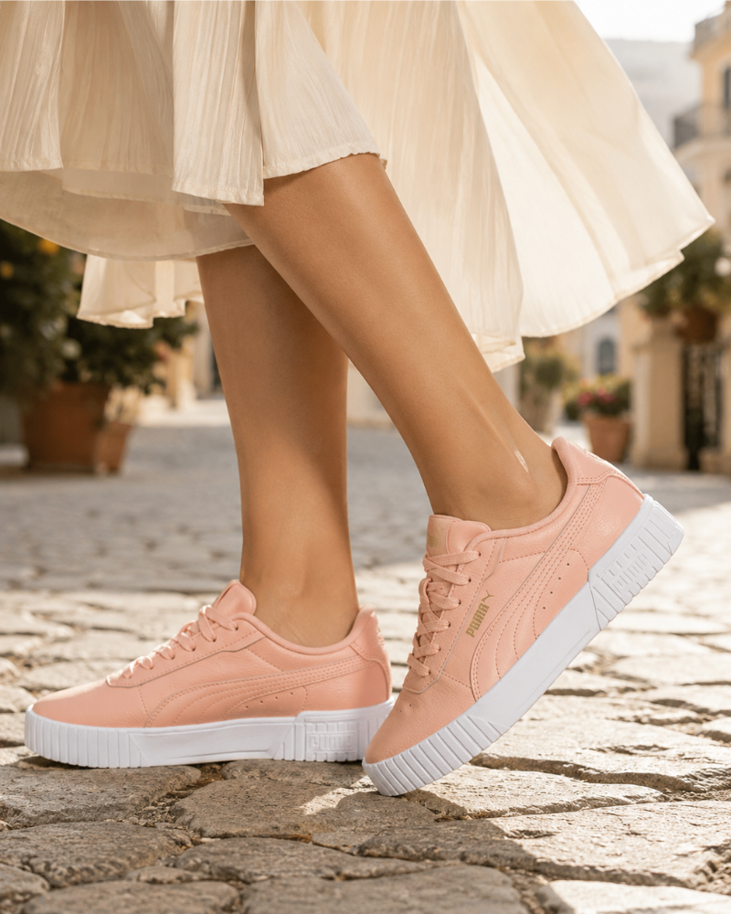 Ainsley Women's Leather Trainers – Lace-Up Platform Rubber Sole Casual Sneakers