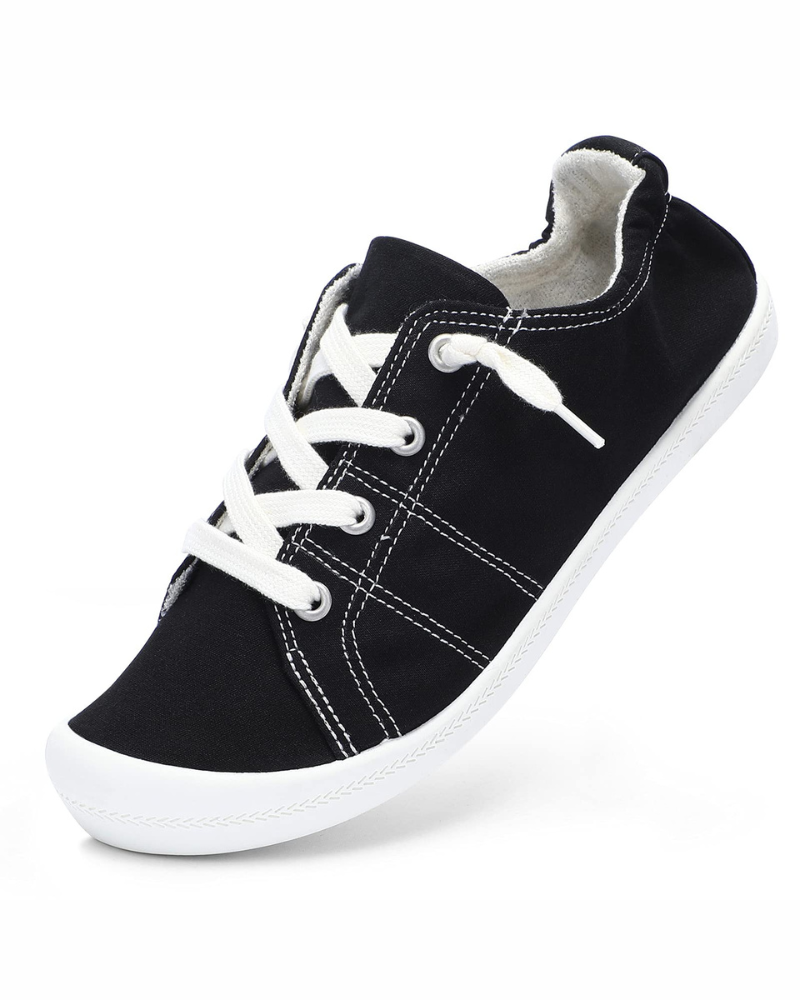 Phoebe Women's Canvas Slip-On Trainers – Casual Walking Shoes with TPR Sole