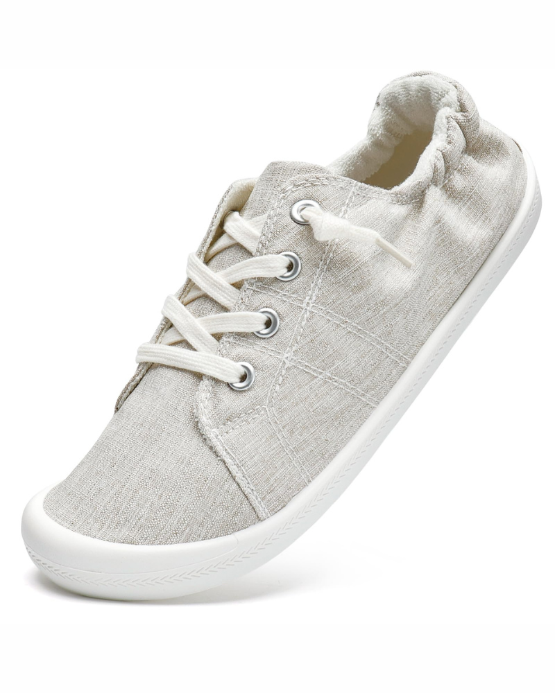 Phoebe Women's Canvas Slip-On Trainers – Casual Walking Shoes with TPR Sole