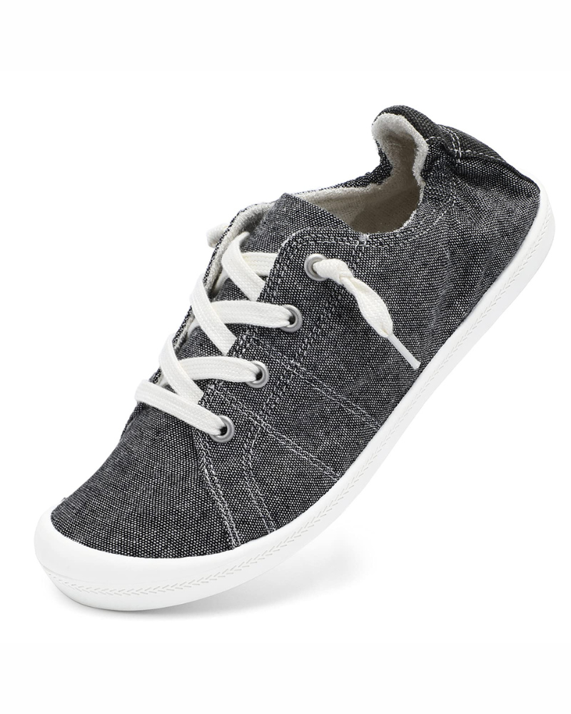 Phoebe Women's Canvas Slip-On Trainers – Casual Walking Shoes with TPR Sole