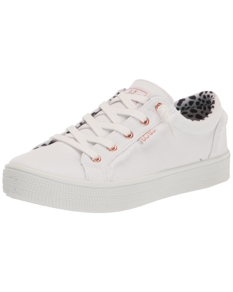 Ivy Women's Canvas Slip-On Trainers – Memory Foam Casual Shoes with Decorative Laces