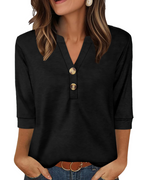 Lorelei Women's V Neck Blouse – Long Sleeve Casual Split Neck Top