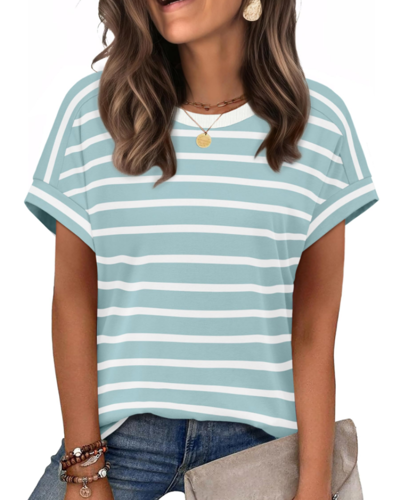 Piper Women's Cap Sleeve T-Shirt – Crew Neck Loose Fit Casual Summer Top