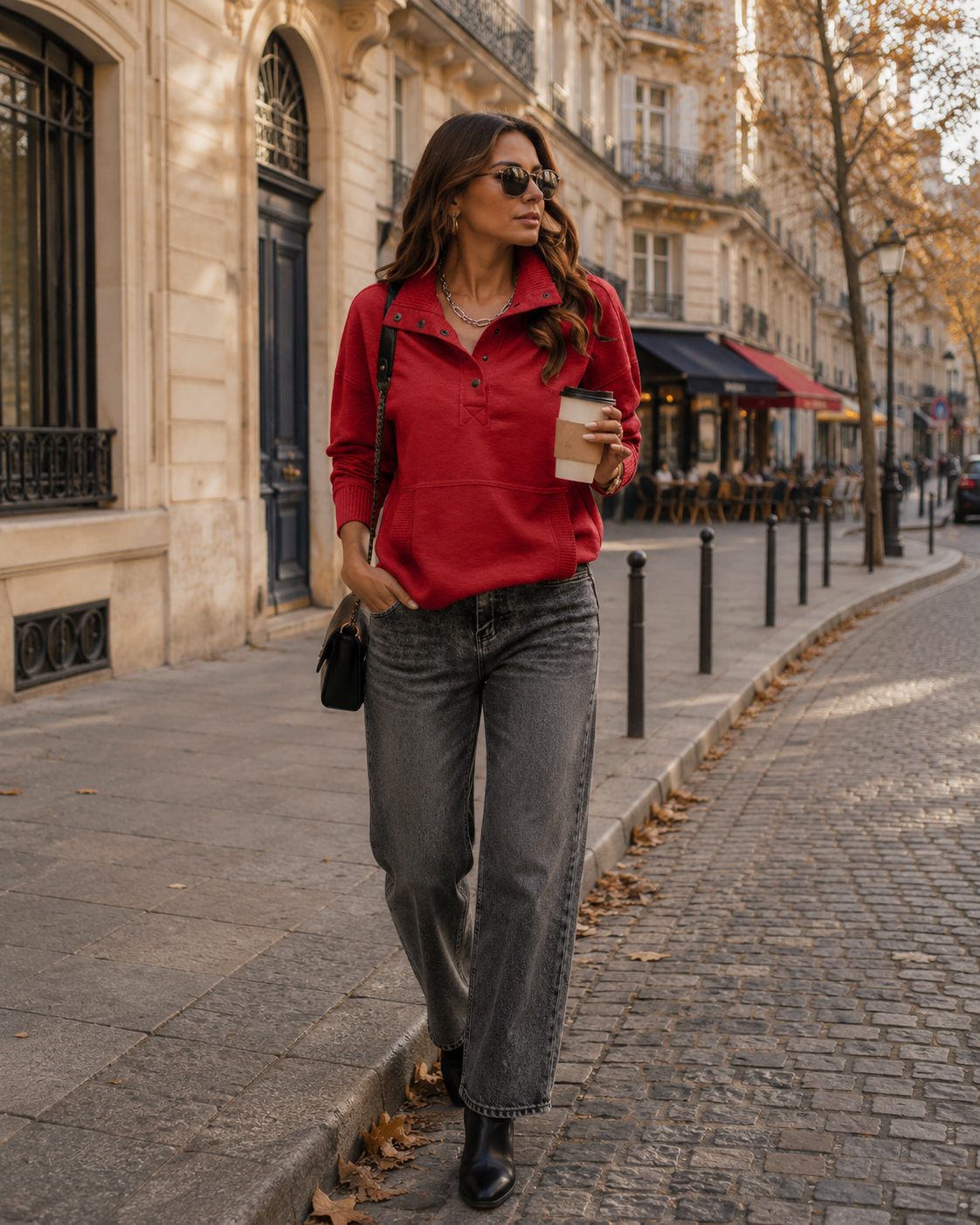 Phoebe Women's Henley Sweatshirt – Ribbed V-Neck Long Sleeve Casual Pullover