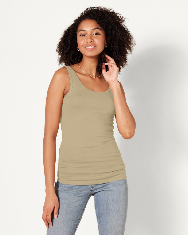 Irene Women's Cotton Modal Rib Tank Top – Sleeveless Scoop Neck Fitted Vest