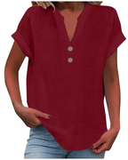 Elora Women's Casual V Neck T-Shirt – Short Sleeve Everyday Summer Top