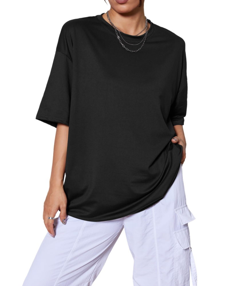 Brianna Women's Oversized T-Shirt – Crew Neck Drop Shoulder Casual Loose Fit Top