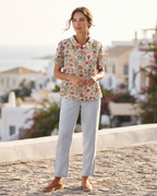 Felicity Women's Floral Blouse – Short Sleeve Round Neck Casual Summer Top