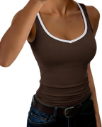 Joanna Women's Ribbed V Neck Tank Top – Sleeveless Fitted Casual Vest