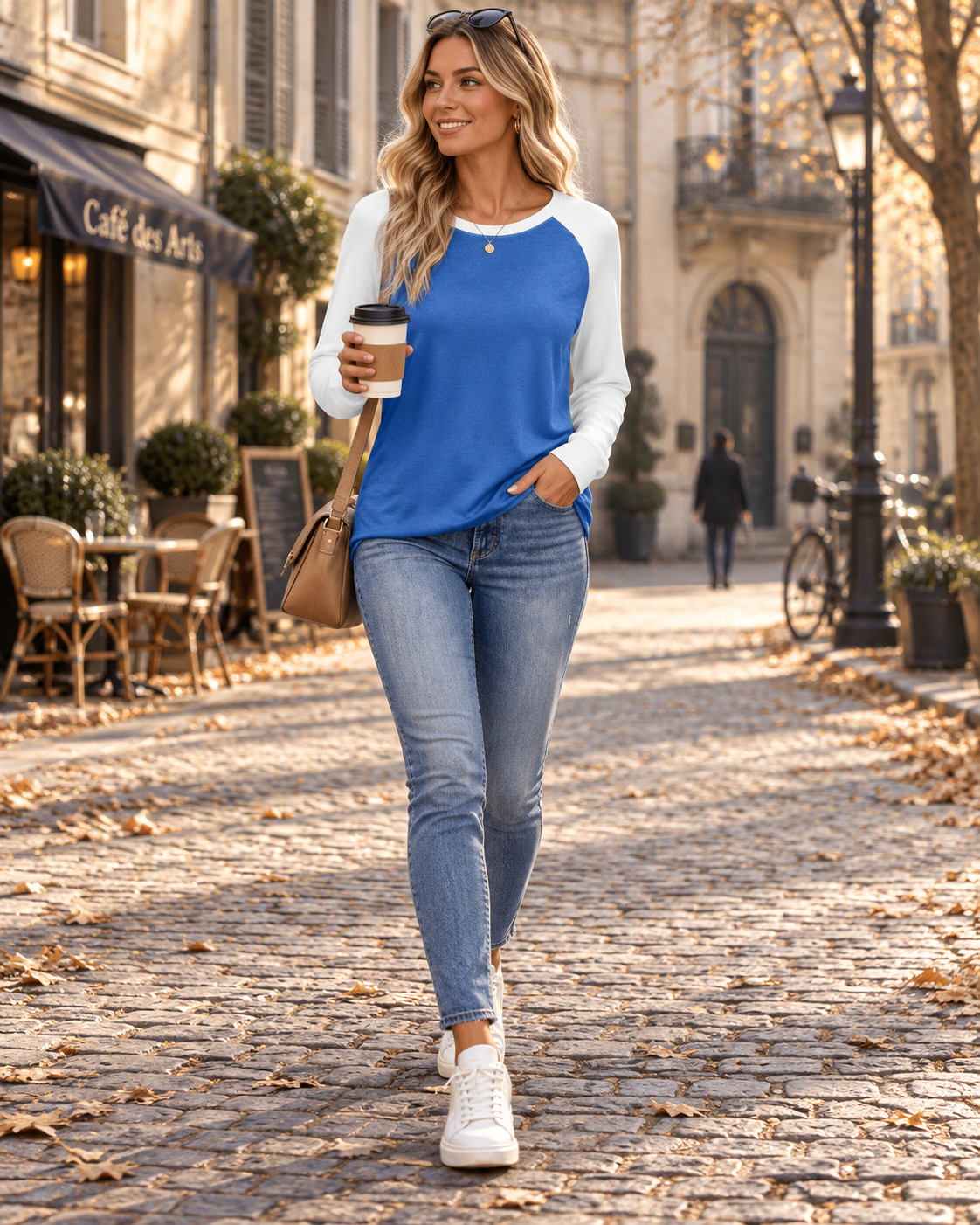 Seraphina Women's Raglan Top – Crew Neck Long Sleeve T-Shirt with Contrast Sleeves