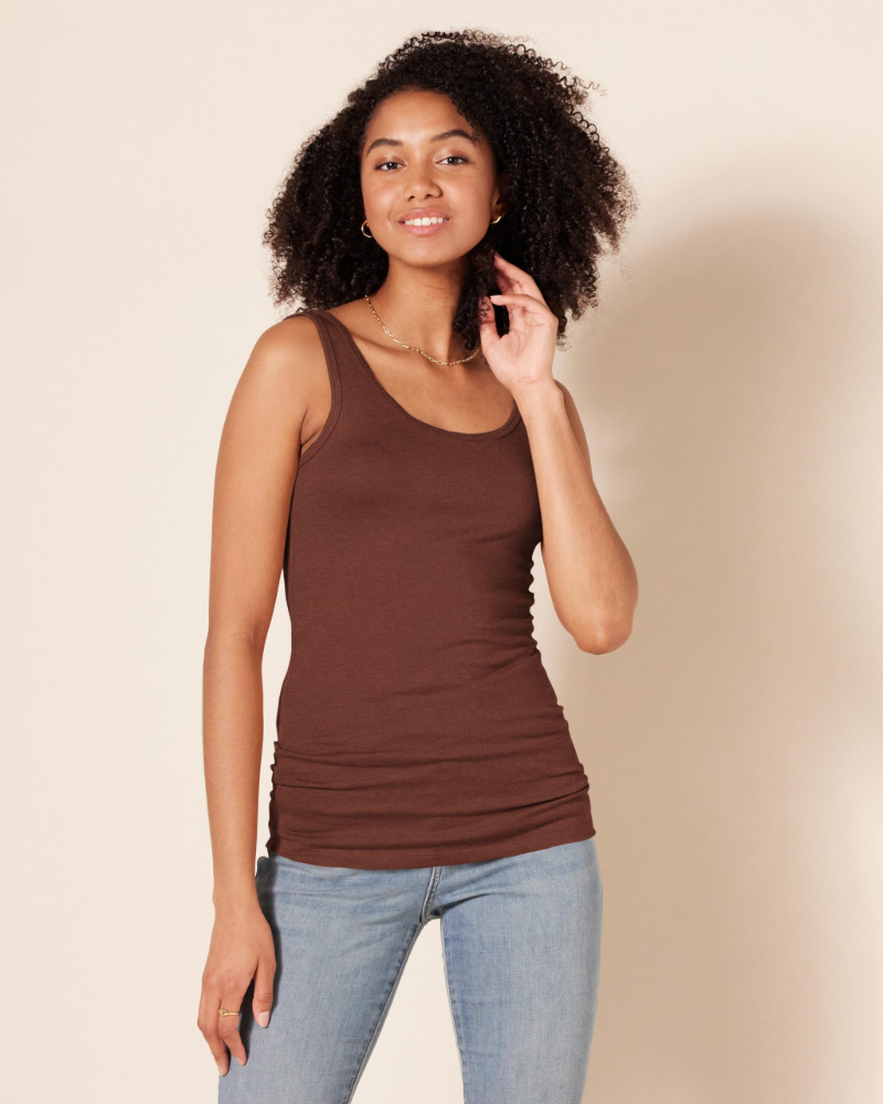 Irene Women's Cotton Modal Rib Tank Top – Sleeveless Scoop Neck Fitted Vest