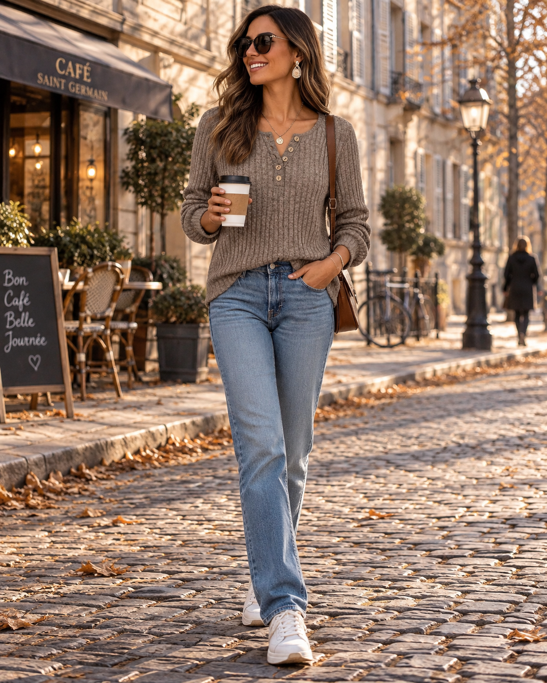 Cordelia Women's Henley Top – Textured Long Sleeve Lightweight Fleece Pullover