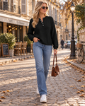 Penelope Women's Jumper – Chunky Knit Button-Up Sweater with Rolled Neck
