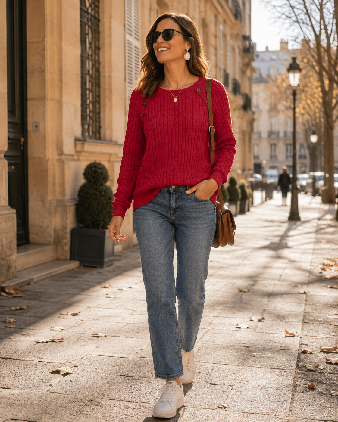 Corinne Women's Long Sleeve Top – Relaxed Crew Neck Soft Stretch T-Shirt