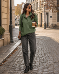 Phoebe Women's Henley Sweatshirt – Ribbed V-Neck Long Sleeve Casual Pullover