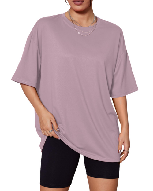Brianna Women's Oversized T-Shirt – Crew Neck Drop Shoulder Casual Loose Fit Top