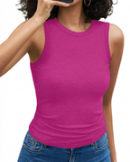 Nora Women's Ribbed Racer Back Tank Top – Sleeveless Crew Neck Vest