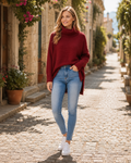 Madeline Women's Roll Neck Jumper – Oversized Soft Knit Winter Sweater
