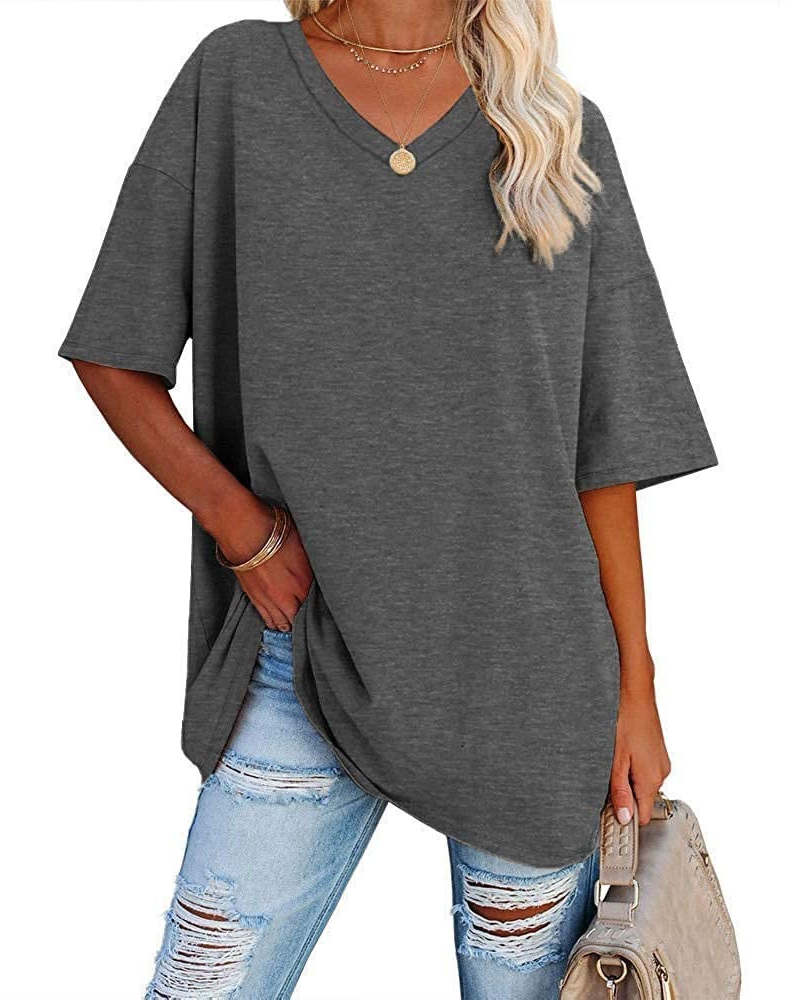 Wren Women's Oversized V Neck T-Shirt – Half Sleeve Casual Baseball Style Top