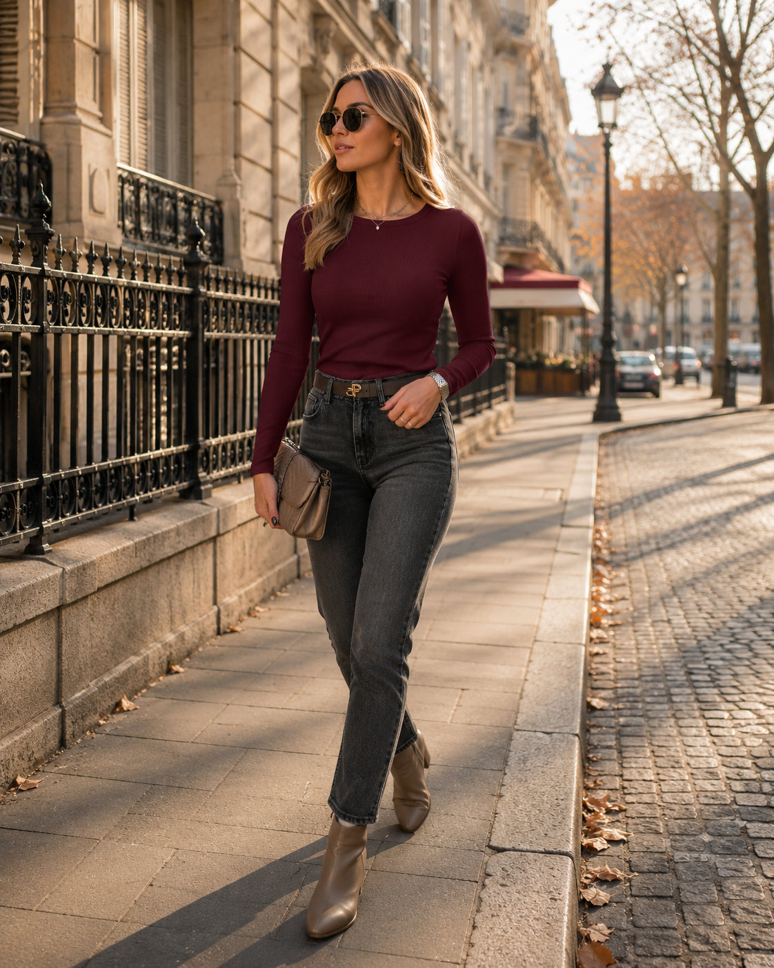 Tabitha Women's Long Sleeve Top – Slim Fit Crew Neck Stretch T-Shirt