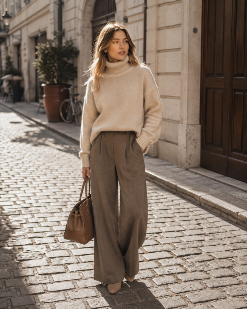 Anastasia Women's Cashmere Roll Neck Jumper – 100% Cashmere Oversized Knit Sweater