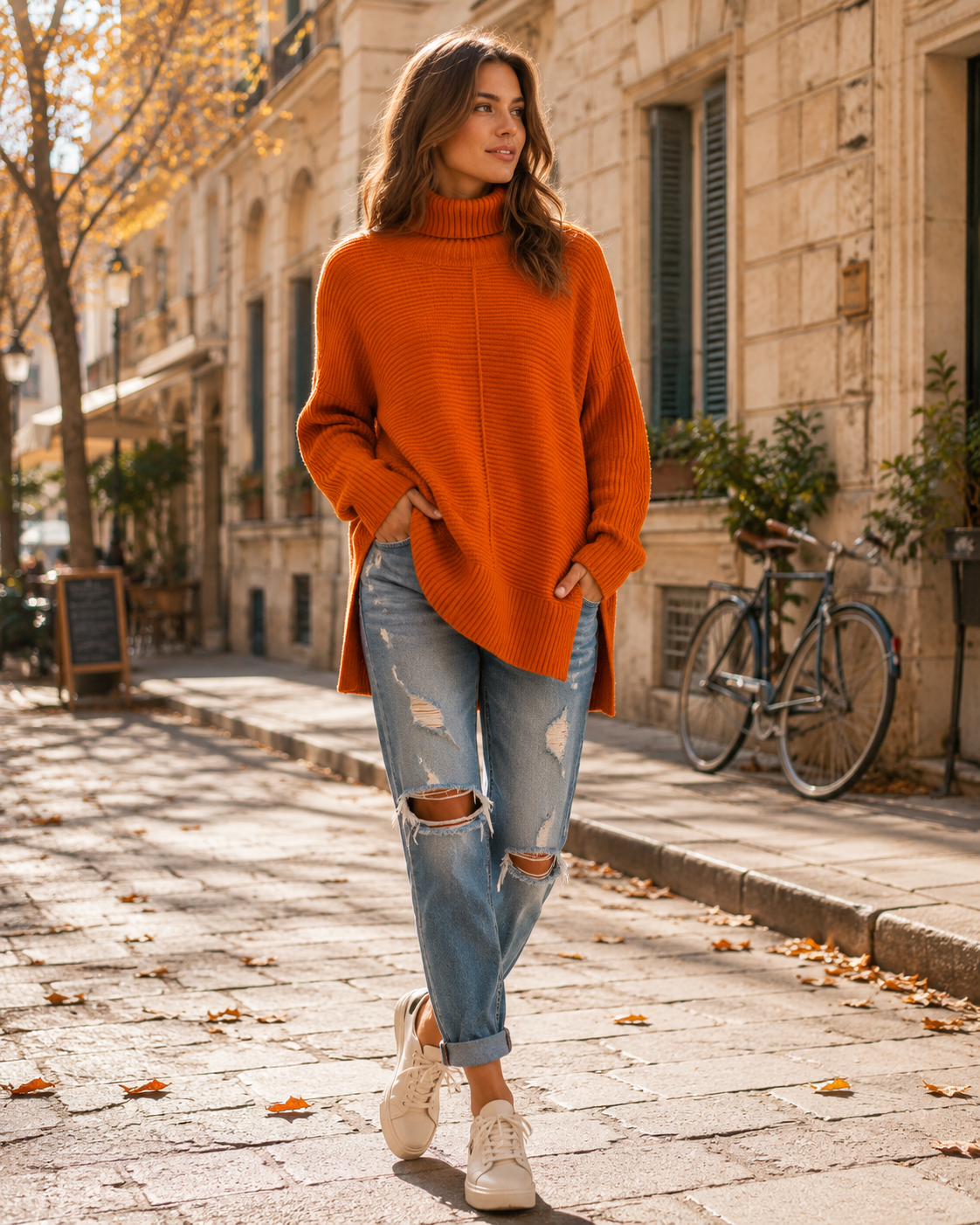 Lorelei Women's Turtleneck Jumper – Longline High-Low Sweater with Side Slits