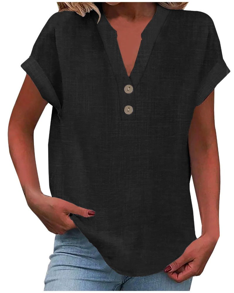 Elora Women's Casual V Neck T-Shirt – Short Sleeve Everyday Summer Top