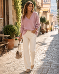 Cordelia Women's Cashmere Jumper – 100% Cashmere V-Neck Luxury Knit Sweater