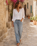 Alice Women's Linen Blouse – Lightweight Breathable Classic Long Sleeve Shirt