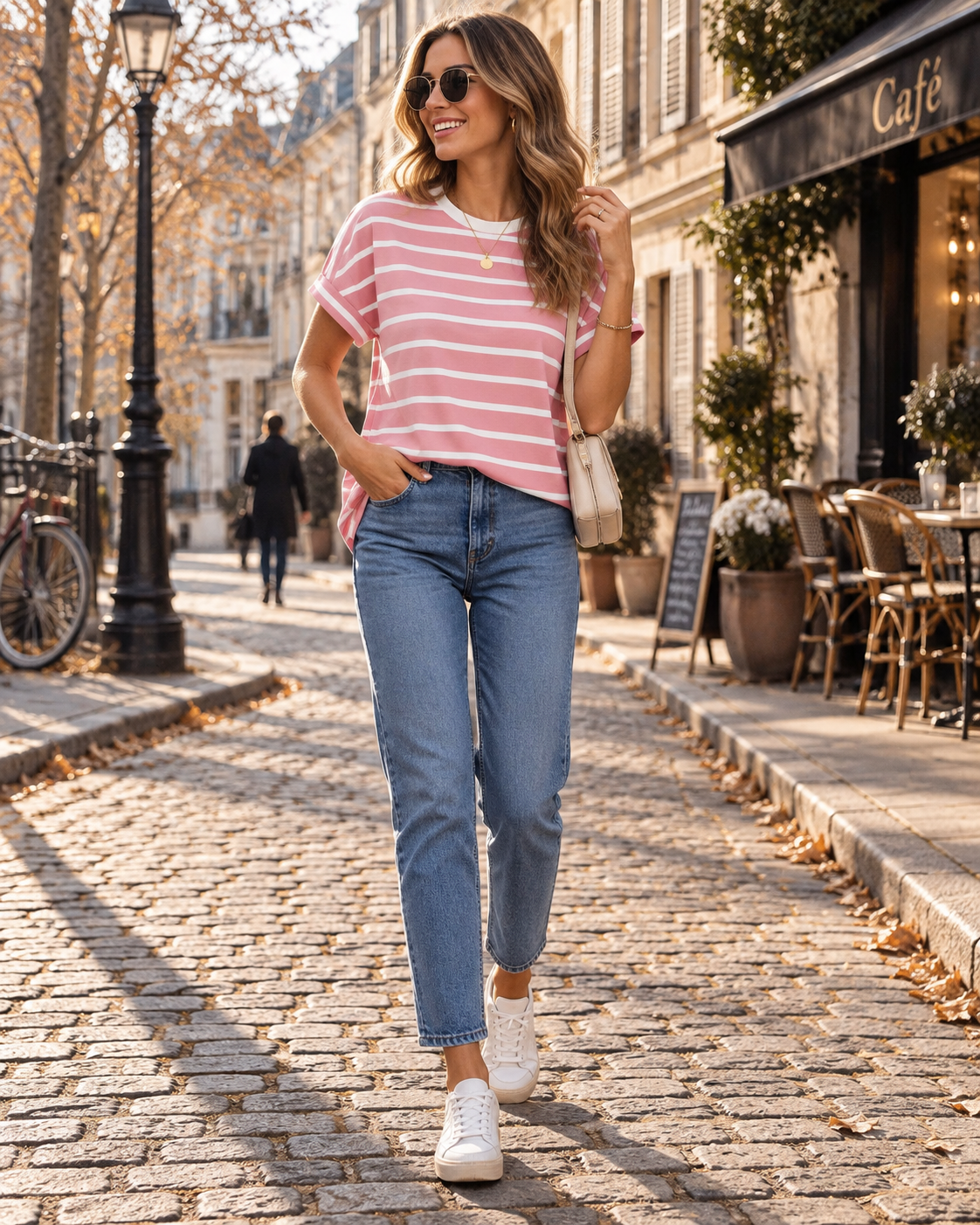 Nadine Women's Crew Neck T-Shirt – Cap Sleeve Loose Fit Casual Top