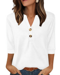 Lorelei Women's V Neck Blouse – Long Sleeve Casual Split Neck Top