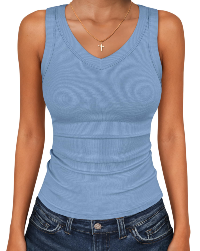Lauren Women's Sleeveless Tank Top – Crew Neck Loose Fit Casual Summer Vest