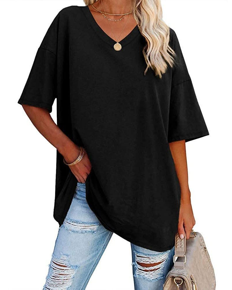 Wren Women's Oversized V Neck T-Shirt – Half Sleeve Casual Baseball Style Top