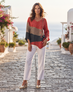 Rhiannon Women's Colour-Block V-Neck Top – Lightweight Flattering Everyday Fit