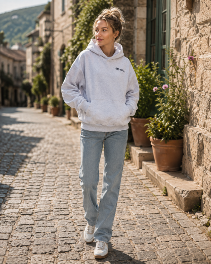 Adele Women's Cotton Hoodie – Minimalist Pullover Kangaroo Pocket Casual Sweatshirt
