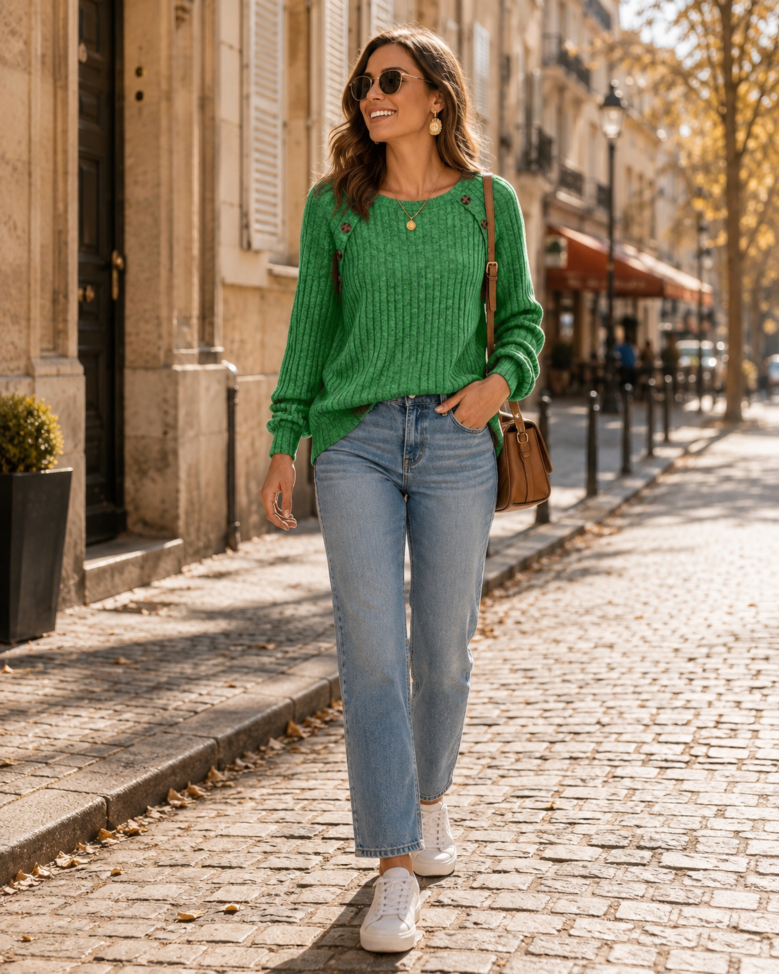 Corinne Women's Long Sleeve Top – Relaxed Crew Neck Soft Stretch T-Shirt