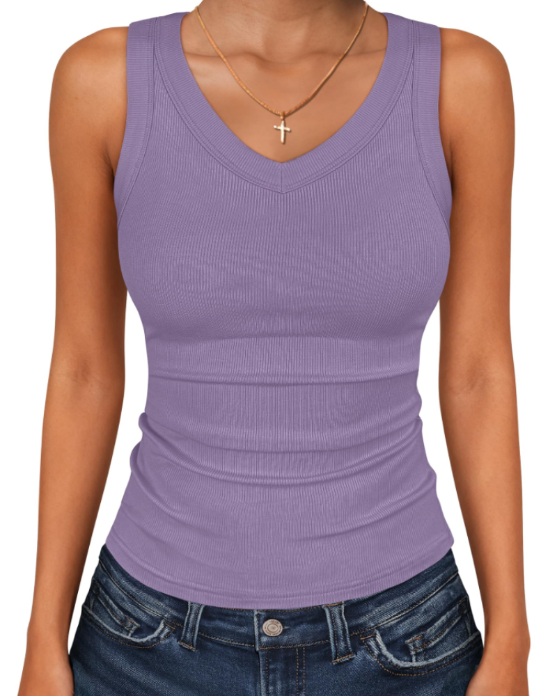 Lauren Women's Sleeveless Tank Top – Crew Neck Loose Fit Casual Summer Vest